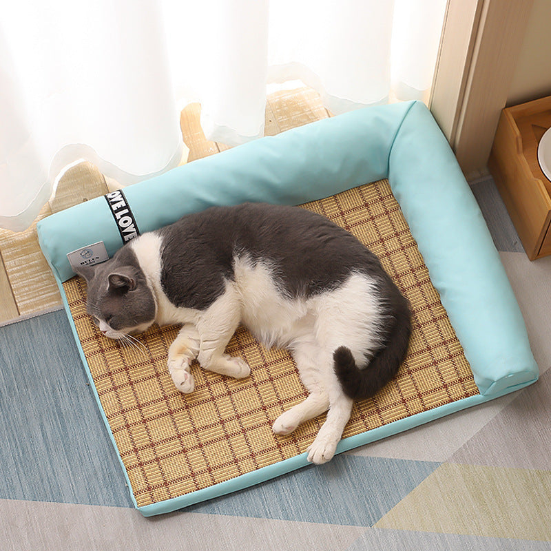 Tapis rafraîchissant d'été pour chat et chien, canapé pour chien, tapis pour animaux de compagnie, maison pour chat, coussin de glace, tapis de couchage frais et froid en Fiber de bambou