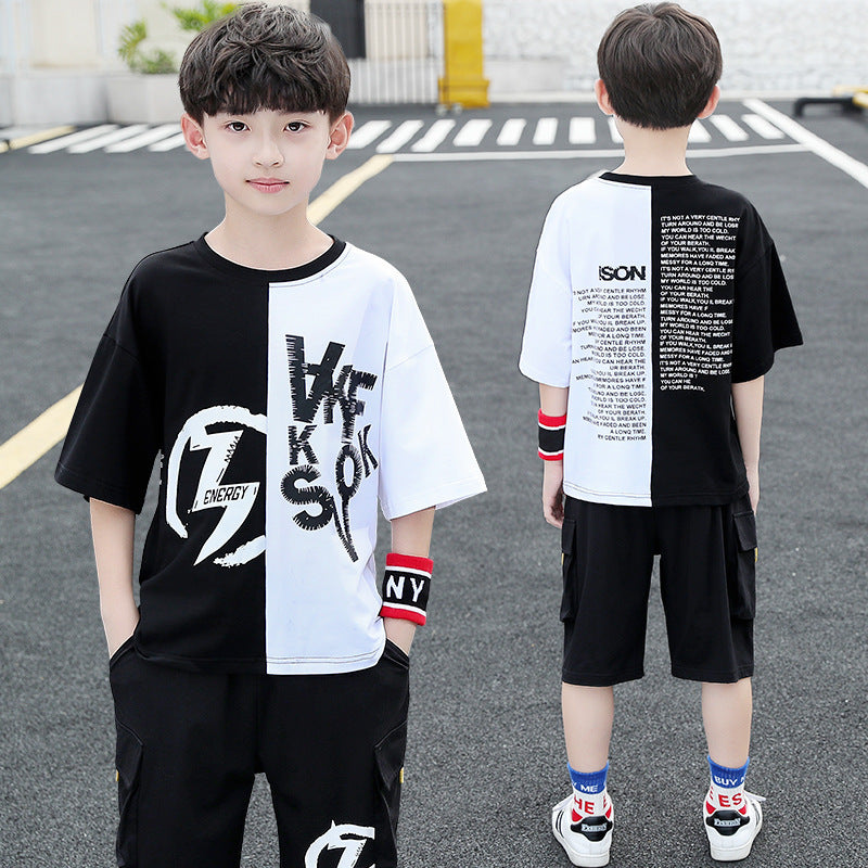 Chico extranjero de verano, chico guapo y grande, tendencia de estilo coreano de dos piezas