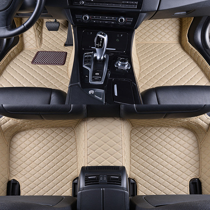 Tapis de voiture avec anneau en fil de cuir diamant résistant à l'usure