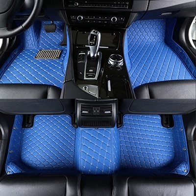 Tapis de voiture avec anneau en fil de cuir diamant résistant à l'usure