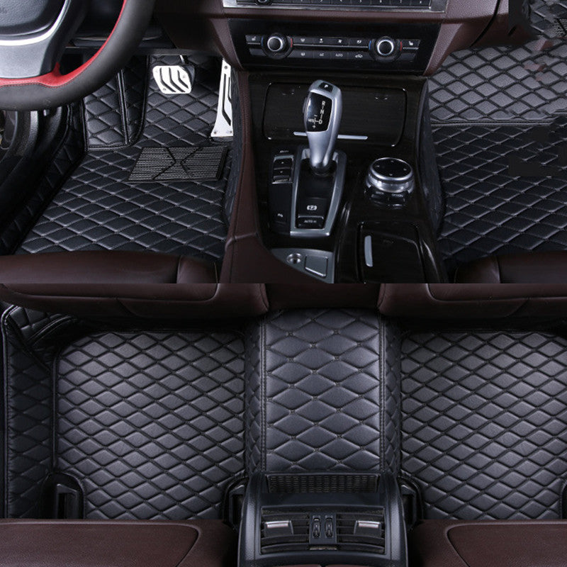 Tapis de voiture avec anneau en fil de cuir diamant résistant à l'usure