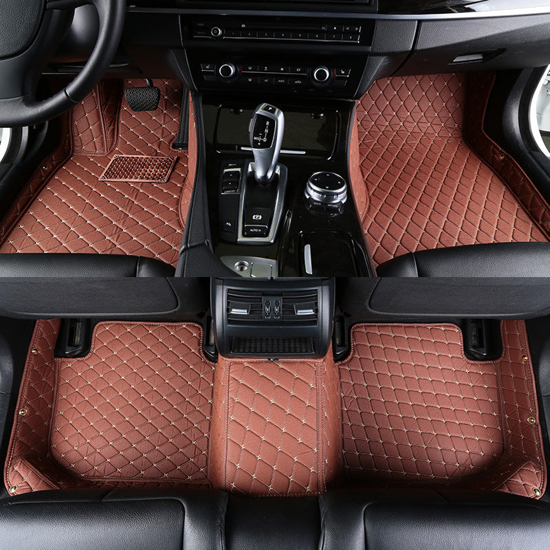 Tapis de voiture avec anneau en fil de cuir diamant résistant à l'usure