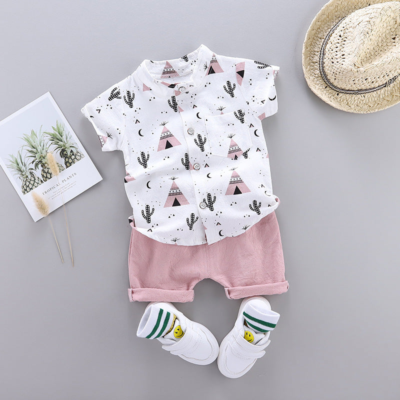 Chemise Col Montant Enfant Manches Courtes