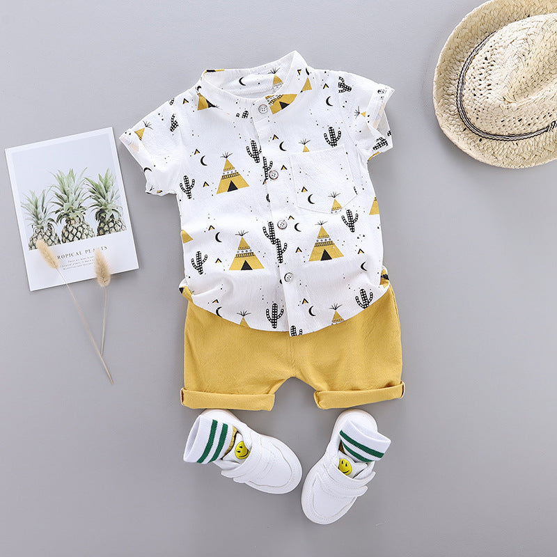 Chemise Col Montant Enfant Manches Courtes