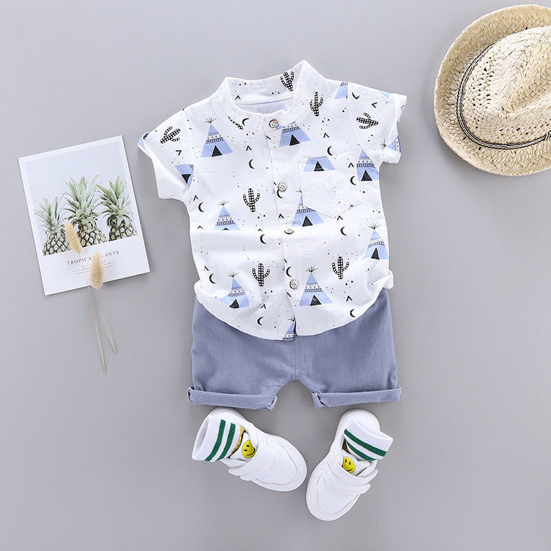 Chemise Col Montant Enfant Manches Courtes