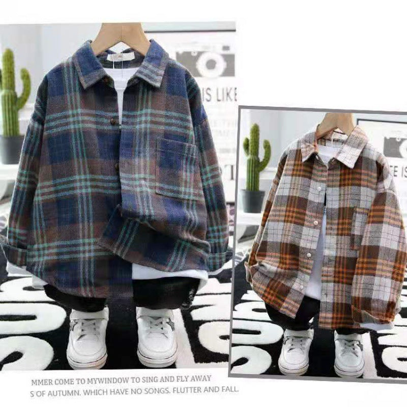 Chemises pour enfants, chemises à carreaux pour garçons, manches longues