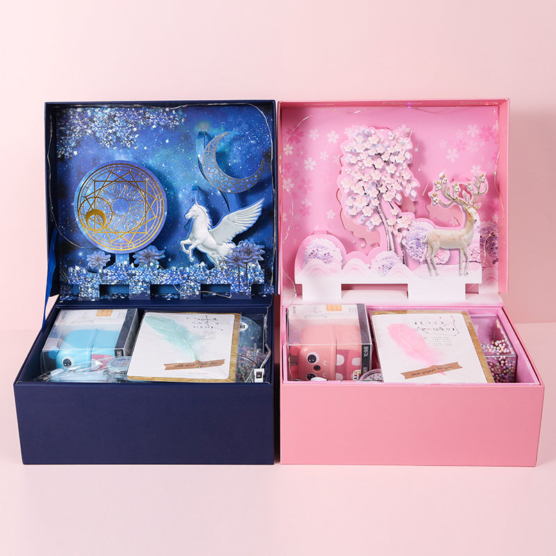 Ensemble de papeterie tridimensionnelle exquis pour étudiants, coffret cadeau, fournitures scolaires