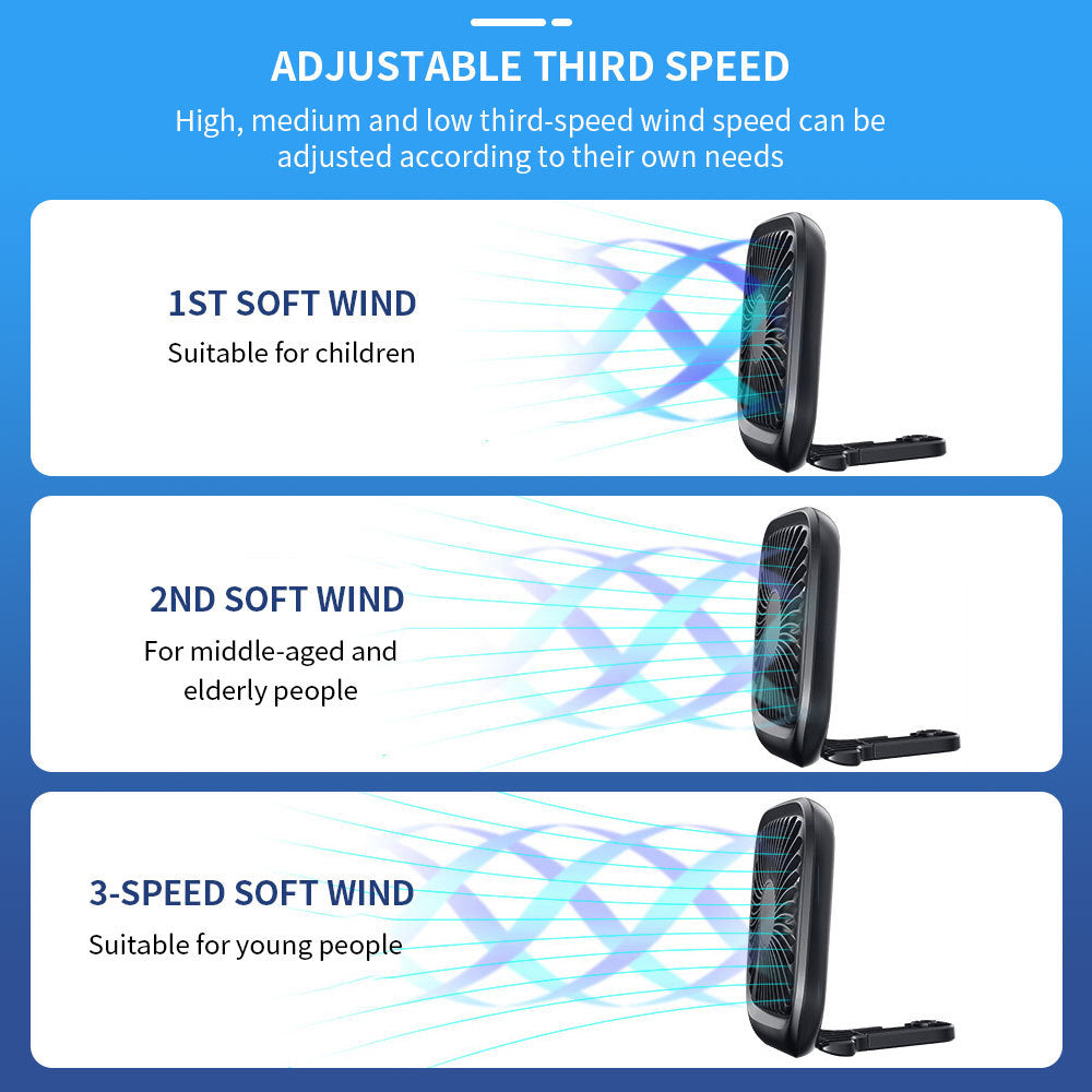Ventilateur de siège arrière de voiture pliable, silencieux, climatiseur rechargeable, siège arrière électrique, Mini refroidisseur USB, ventilateur de refroidissement d'air Portable, fournisseur sélectionné