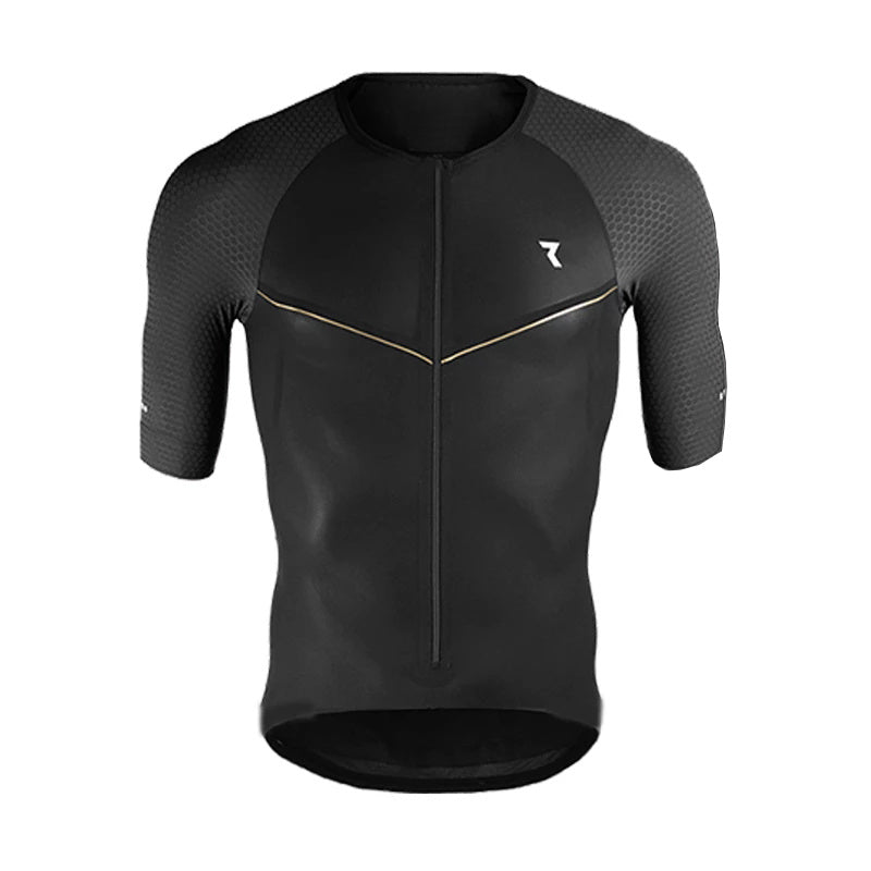 Maillot de cyclisme d'équipe professionnelle, noir, manches courtes, pour hommes, maillot de cyclisme d'été, respirant