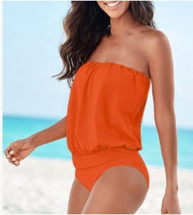 Couleur unie multi-code bustier tubulaire bretelles épaules Sexy une pièce maillot de bain plage Triangle maillot de bain