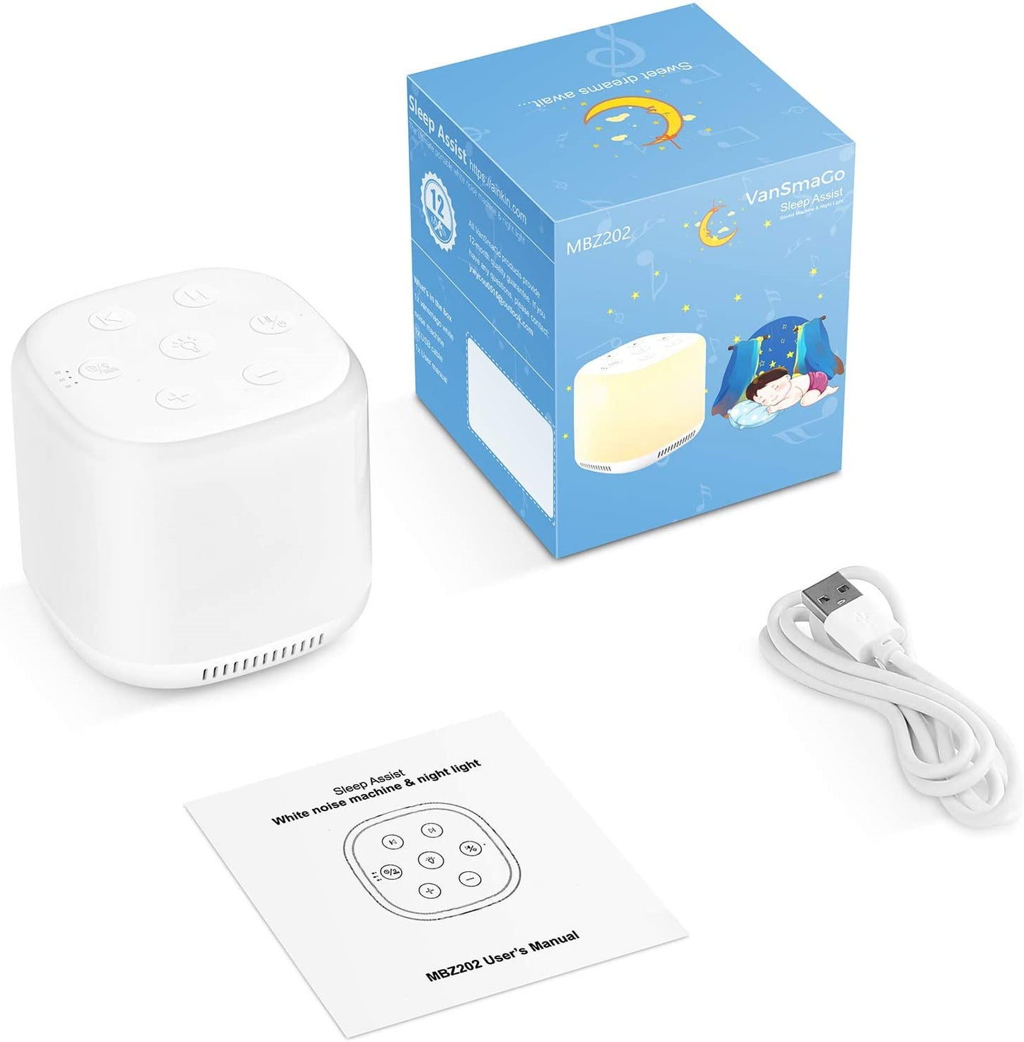 Lumières colorées pour bébé, aide au sommeil à bruit blanc