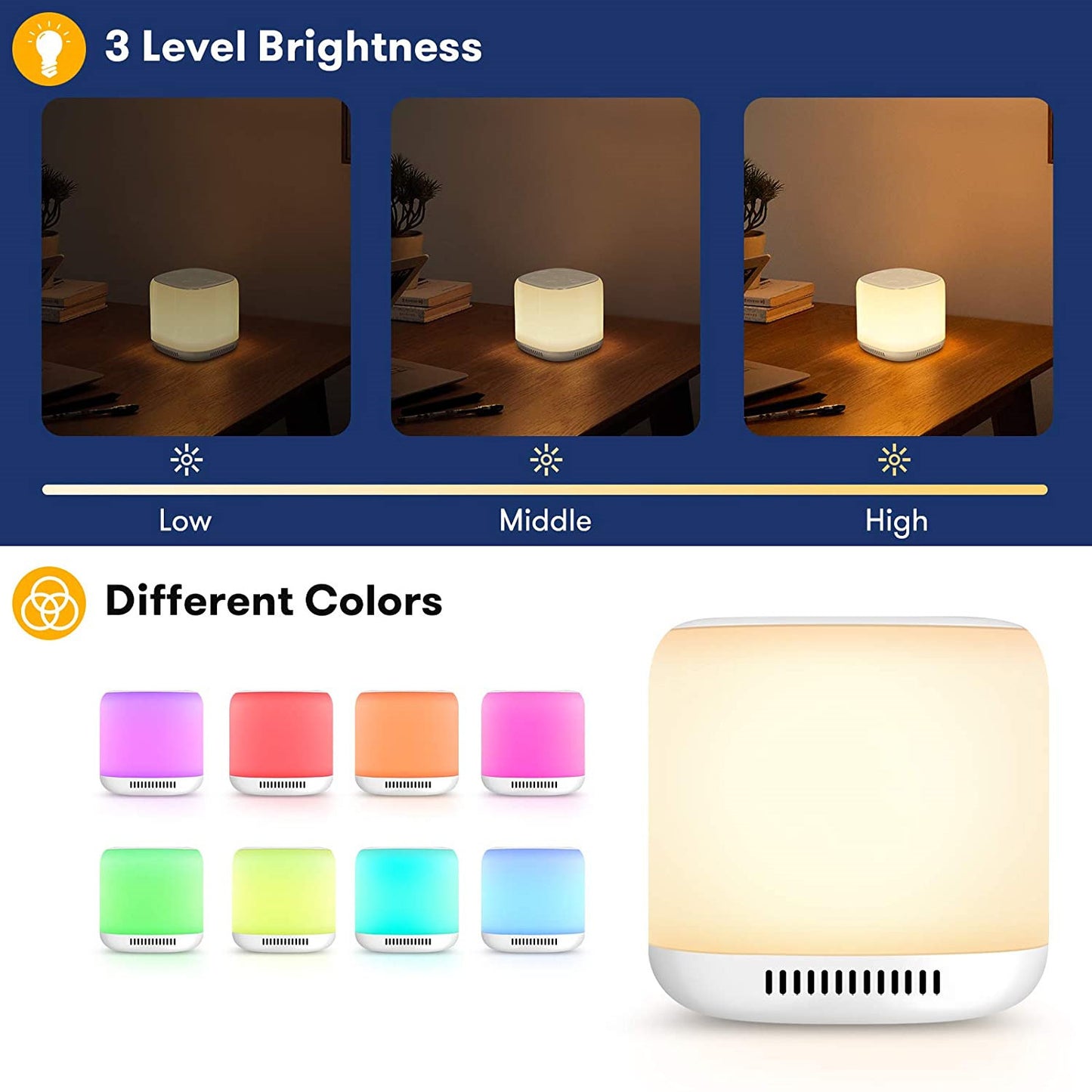 Lumières colorées pour bébé, aide au sommeil à bruit blanc
