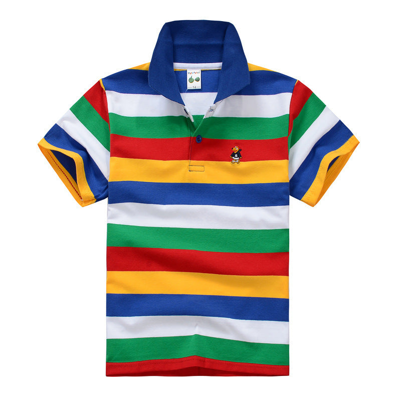 CUHK T-shirt pour enfants Polo à revers rayé en coton