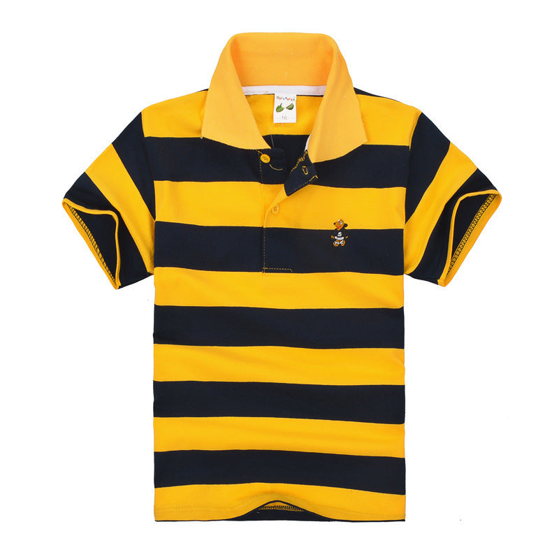 CUHK T-shirt pour enfants Polo à revers rayé en coton