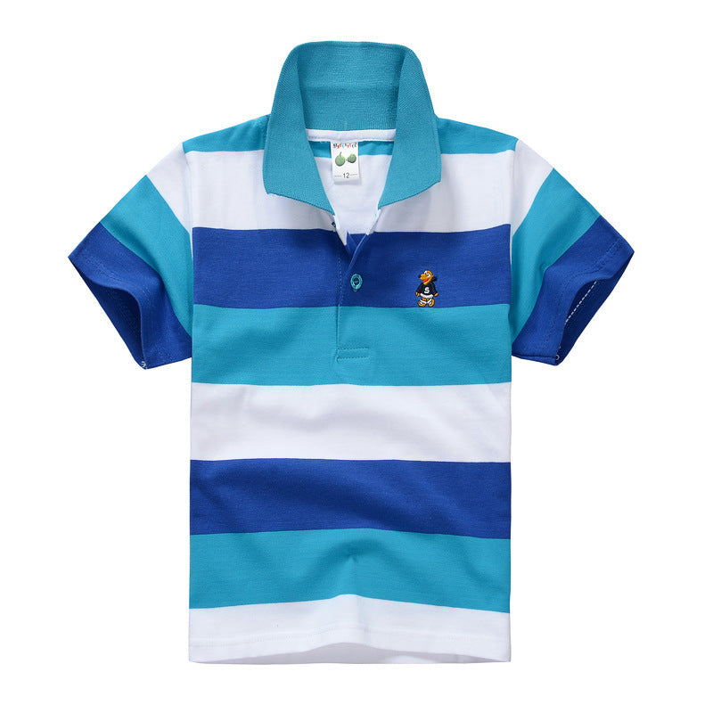CUHK T-shirt pour enfants Polo à revers rayé en coton