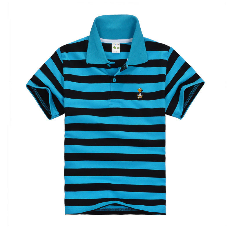 CUHK T-shirt pour enfants Polo à revers rayé en coton