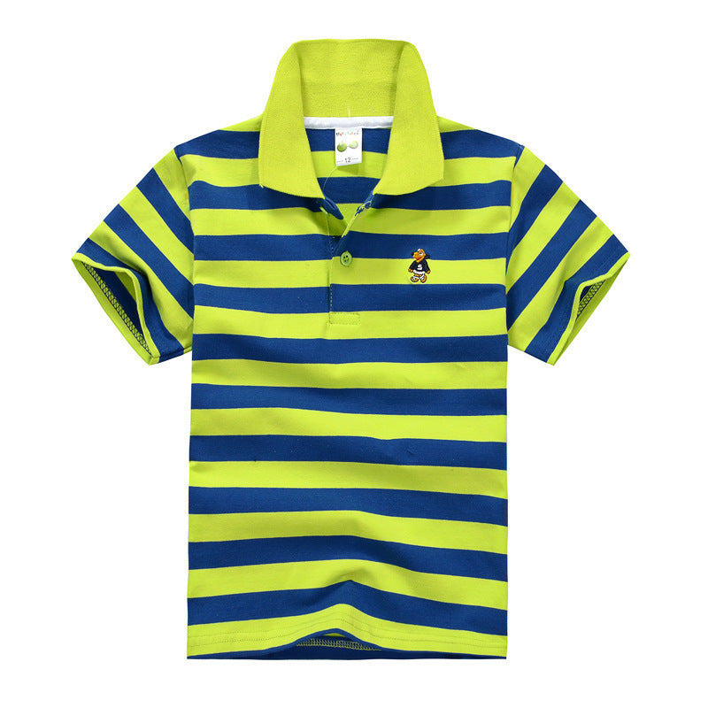 CUHK T-shirt pour enfants Polo à revers rayé en coton