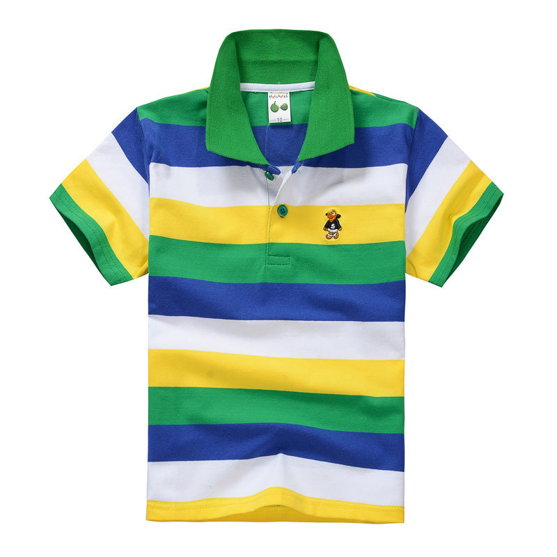 CUHK T-shirt pour enfants Polo à revers rayé en coton