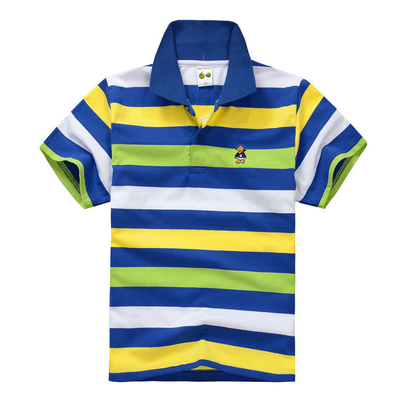 CUHK T-shirt pour enfants Polo à revers rayé en coton