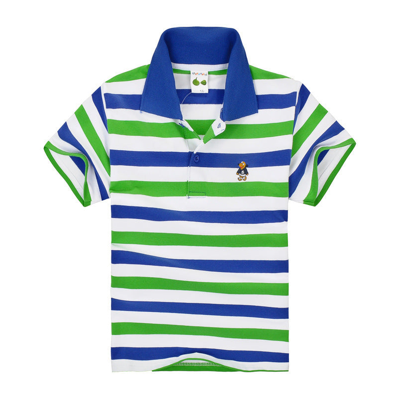 CUHK T-shirt pour enfants Polo à revers rayé en coton