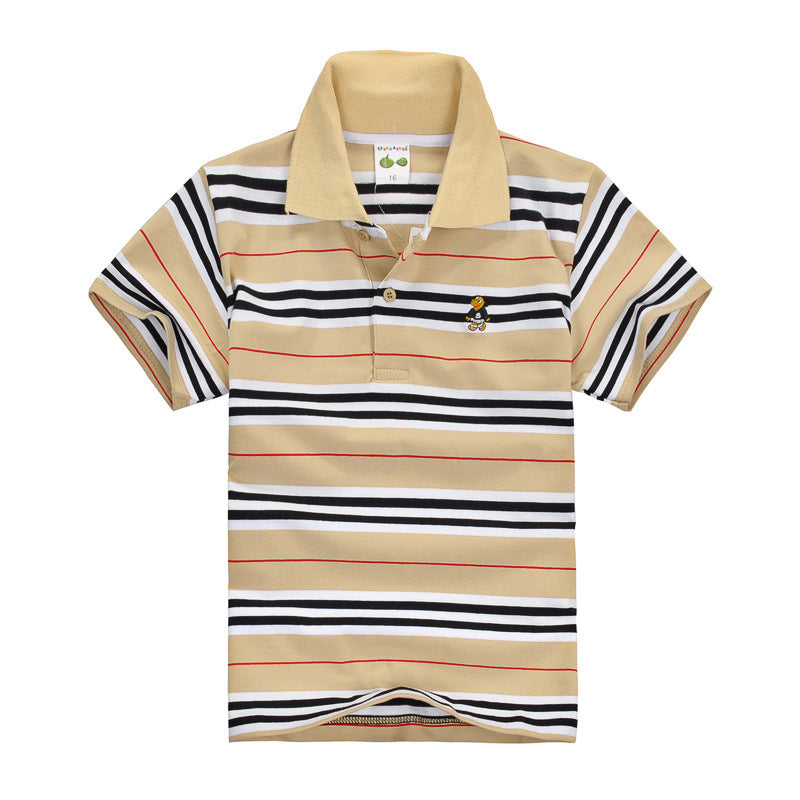 CUHK T-shirt pour enfants Polo à revers rayé en coton