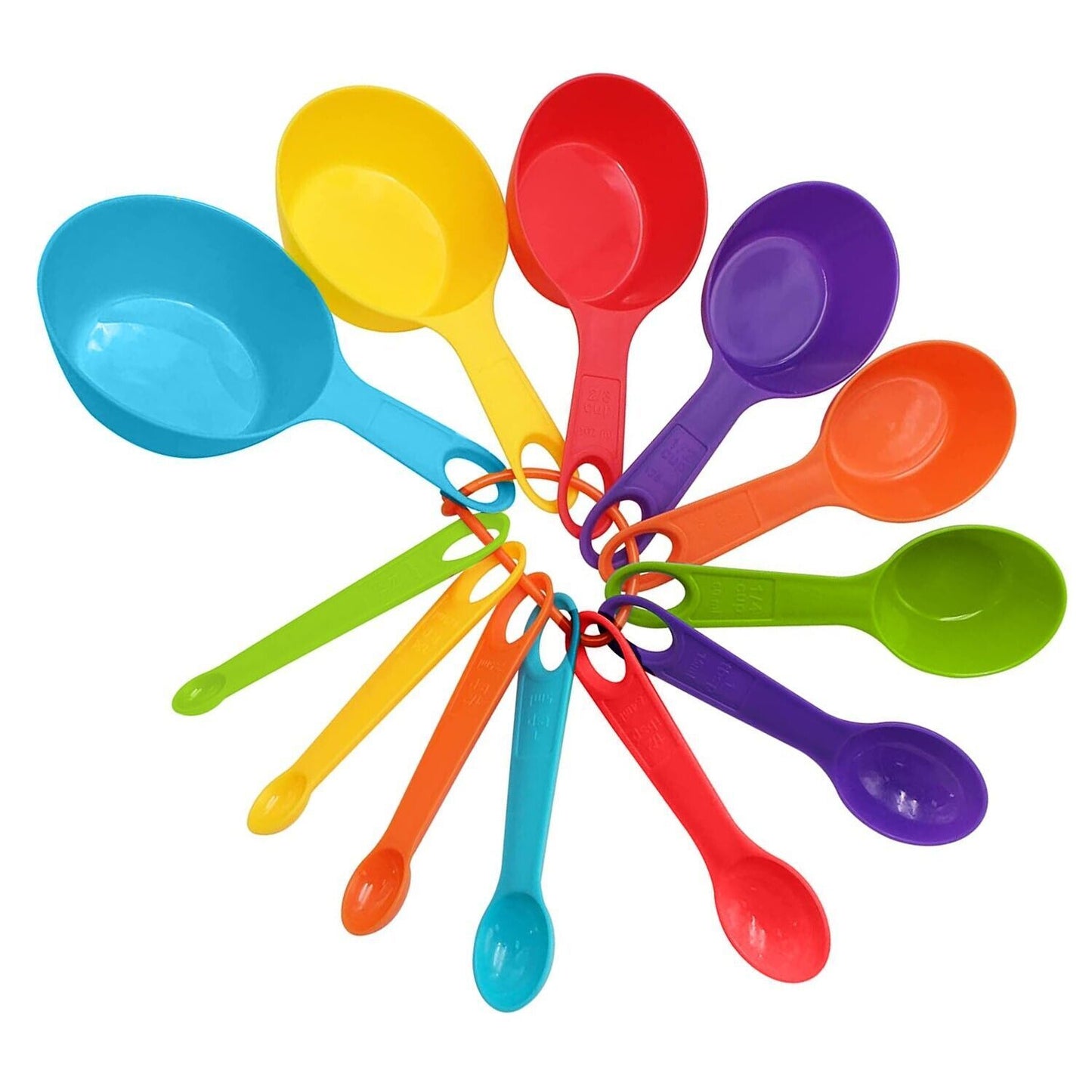 Tazas y cucharas medidoras multicolores, juego de 12 piezas, utensilios de cocina de plástico