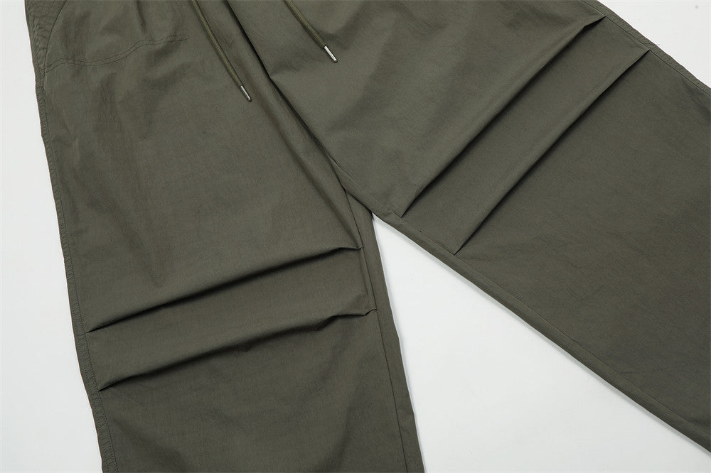 Men's Loose Outdoor Solid Color Casual Thin Sports Drawstring Pants