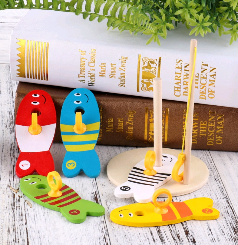 Jouets de pêche éducatifs créatifs pour enfants en bois bébé petite enfance enseignement anneau d'eau jouets en bois