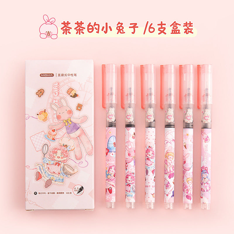 Stylo gel à séchage rapide, liquide droit, dessin animé mignon, en boîte
