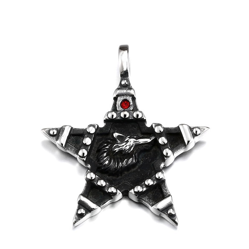 Chaîne de perles en acier titane, collier tête de loup Viking