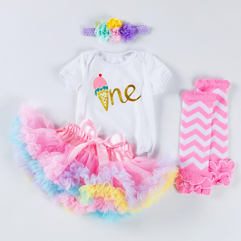 Robe d'anniversaire pour bébé fille, barboteuse alphabet