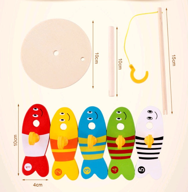 Jouets de pêche éducatifs créatifs pour enfants en bois bébé petite enfance enseignement anneau d'eau jouets en bois