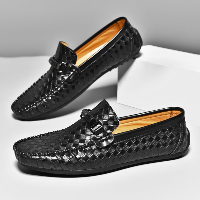 Chaussures en cuir décontractées à enfiler pour l'été, grande taille
