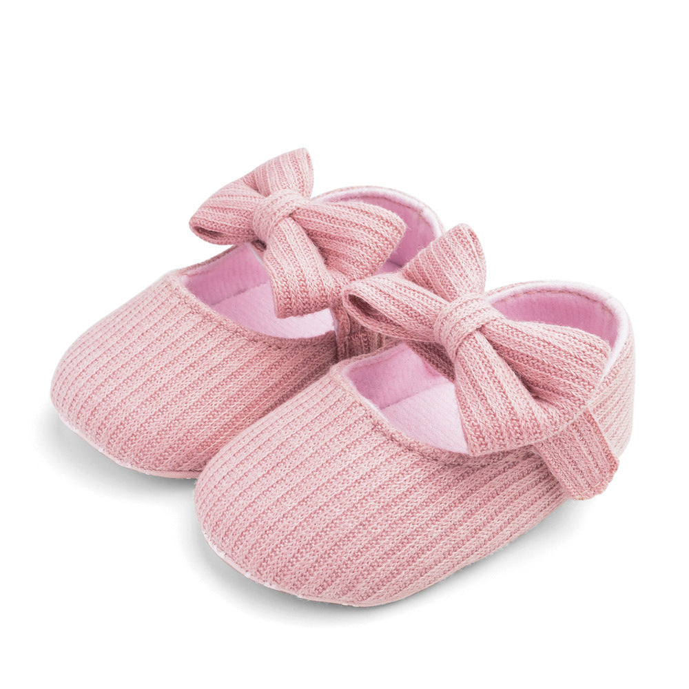 Chaussures de princesse en laine à fleurs pour bébé, chaussures de marche pour bébé avec semelles souples