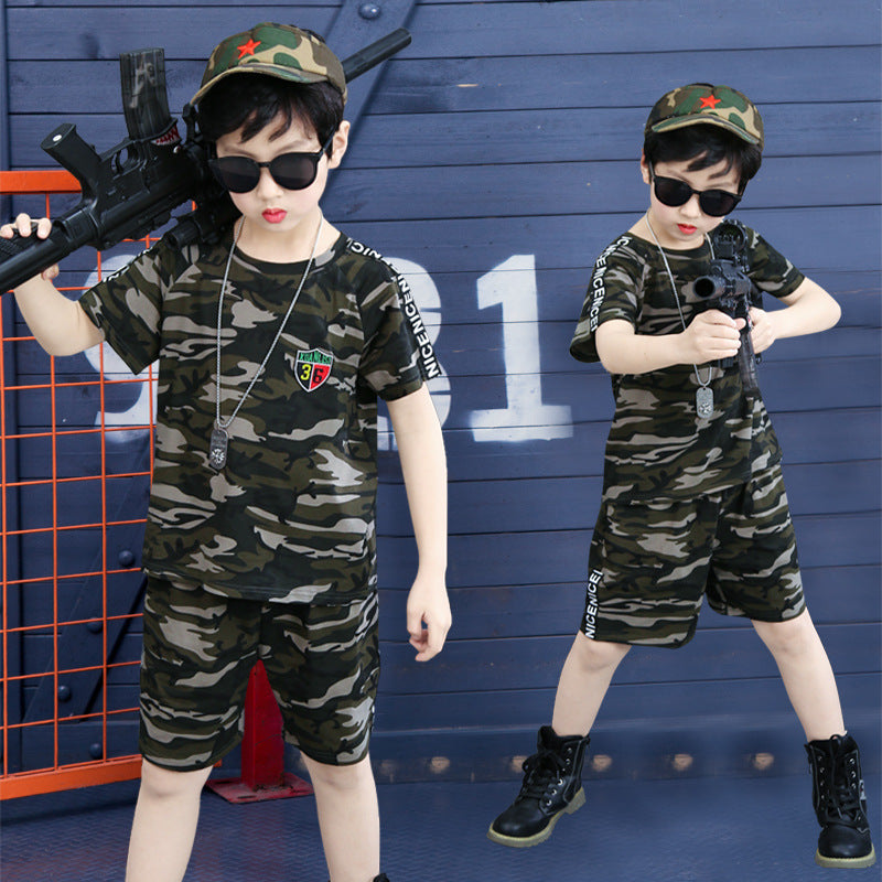 Vêtements d'été camouflage à manches courtes pour garçons 