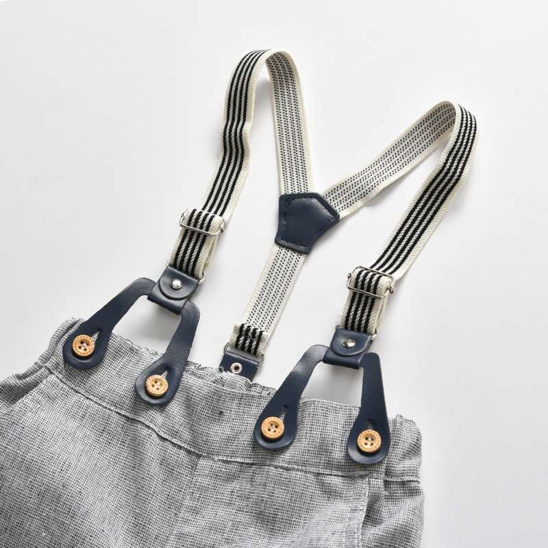 Vêtements pour bébé, pantalon à bretelles, costume à manches courtes, en coton, vêtements d'extérieur pour hommes, tendance