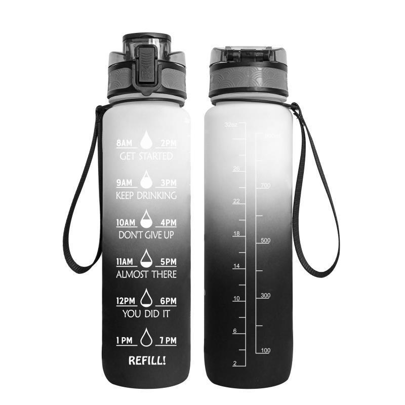 Frasco transparente, botella de agua de 1000ml, botella Kawaii embotellada, infusor sin Bpa, botella de agua transparente para deportes de leche de plástico, taza Kawaii