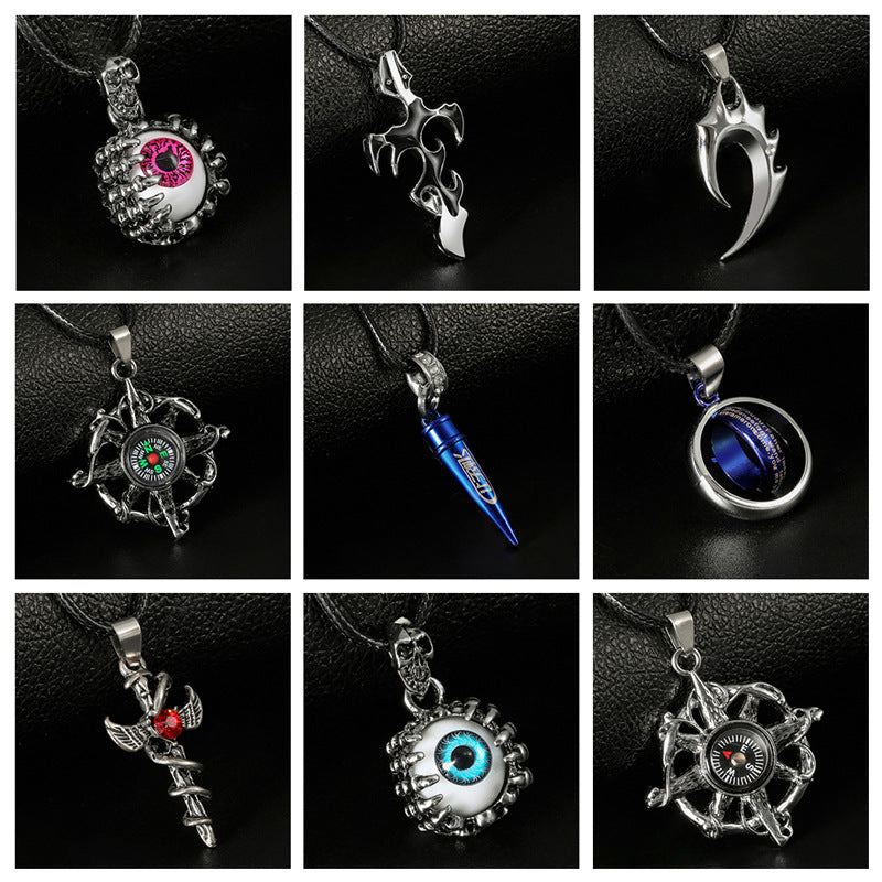 Collar de acero inoxidable punk con personalidad de moda para hombre