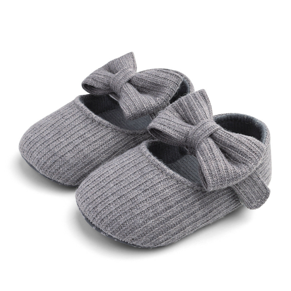 Chaussures de princesse en laine à fleurs pour bébé, chaussures de marche pour bébé avec semelles souples