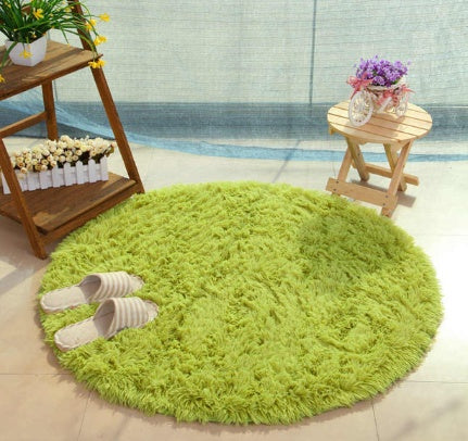 Tapis rond moelleux en fausse fourrure pour décoration de salon, Long tapis en peluche pour chambre d'enfants, tapis moderne à poils longs