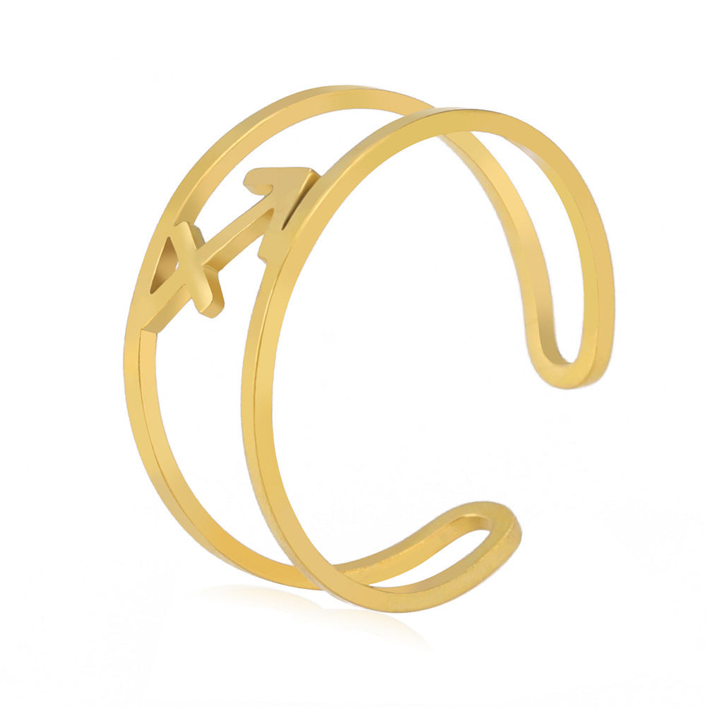 Titanium Steel Cutting Frame Twelve Constellation Stainless Steel Ring