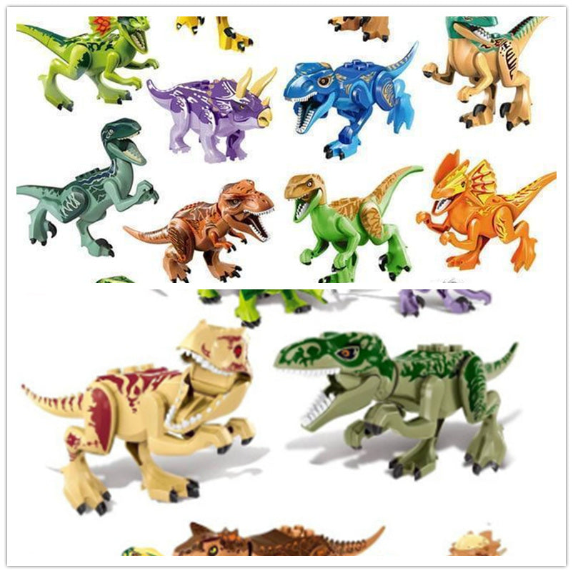 Bloques de construcción de dinosaurios coloridos jurásicos, rompecabezas para niños, montaje e inserción de juguetes para niños