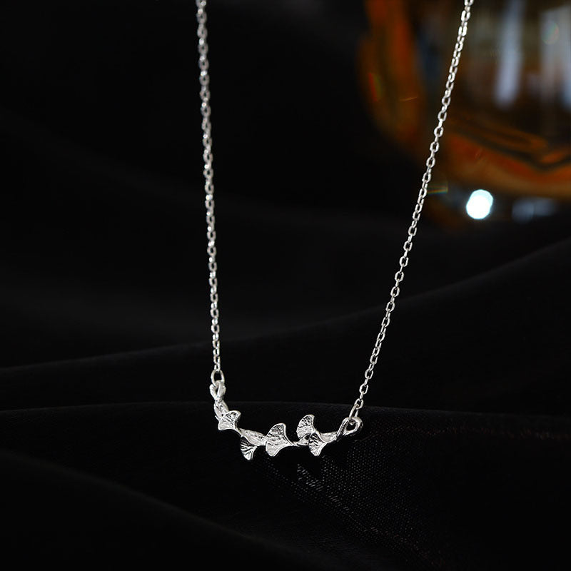 Collier feuille de Ginkgo pour femme, pendentif de luxe léger en argent Sterling S925, pendentif minoritaire