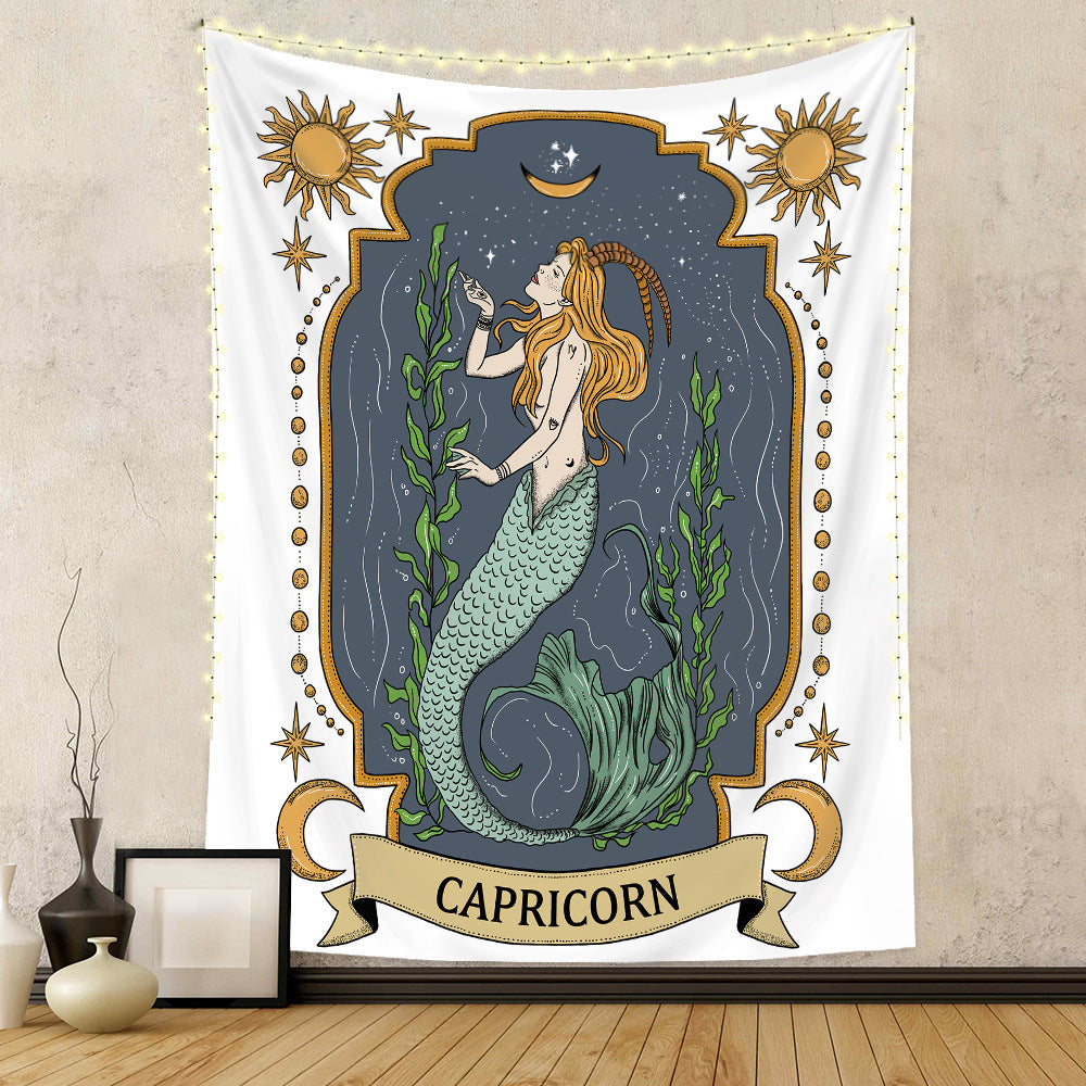 Tapisserie à douze constellations, tapisserie de crâne, tapisserie de Tarot
