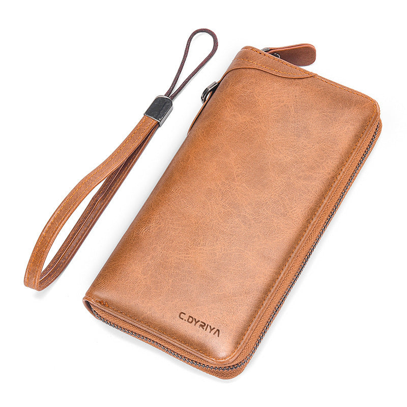 Portefeuille d'affaires Simple porte-carte multifonctionnel portefeuille pour hommes portefeuille à fermeture éclair longue