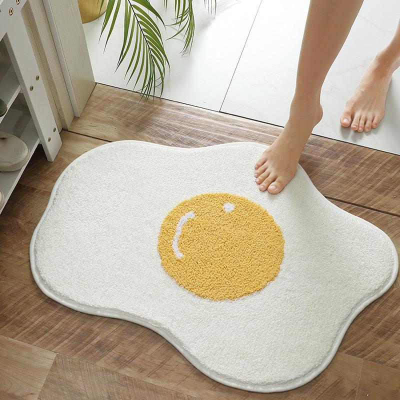 Alfombra divertida de entrada con forma de huevo, alfombra para pasillo, baño, alfombras de cocina, alfombras para dormitorio, felpudo de bienvenida nórdico, decoración elegante para habitación