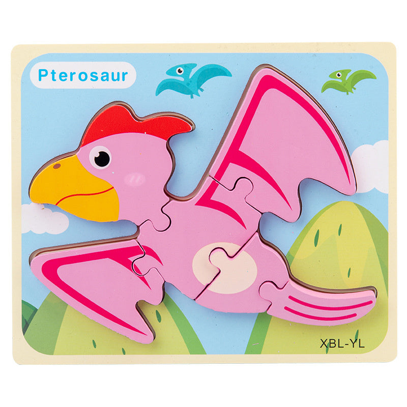 Puzzle 3D en bois pour bébé, dessin animé dinosaure, jouets éducatifs Montessori pour enfants, apprentissage précoce