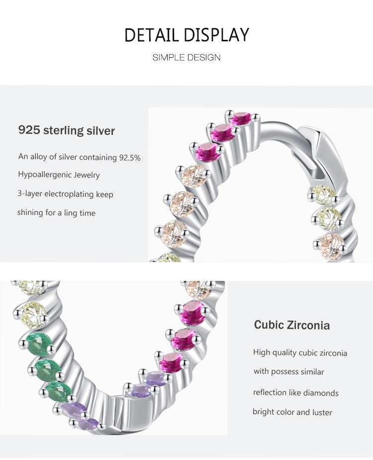 S925 Sterling Silver Color Zircon Earrings