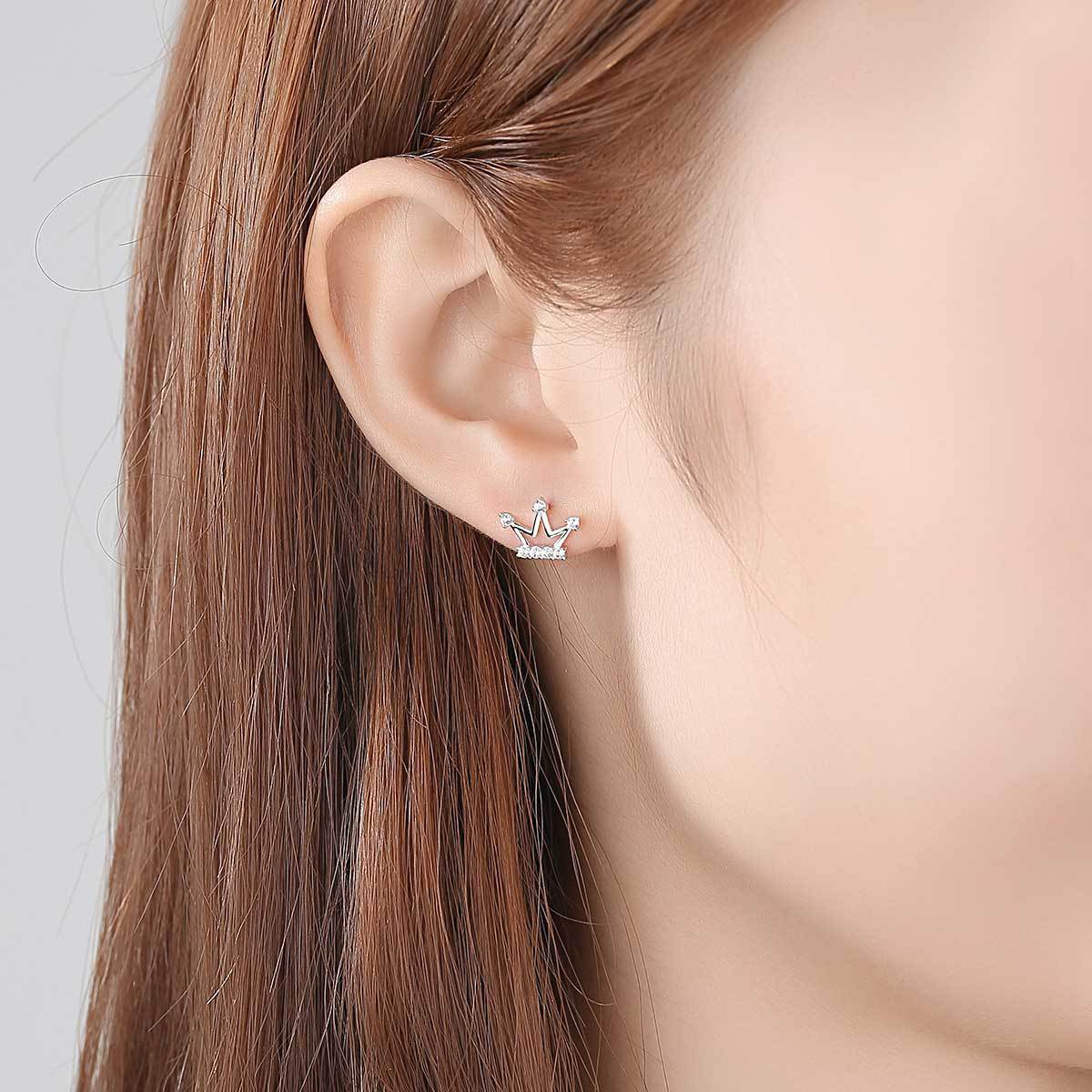 Boucle d'oreille couronne en argent S925