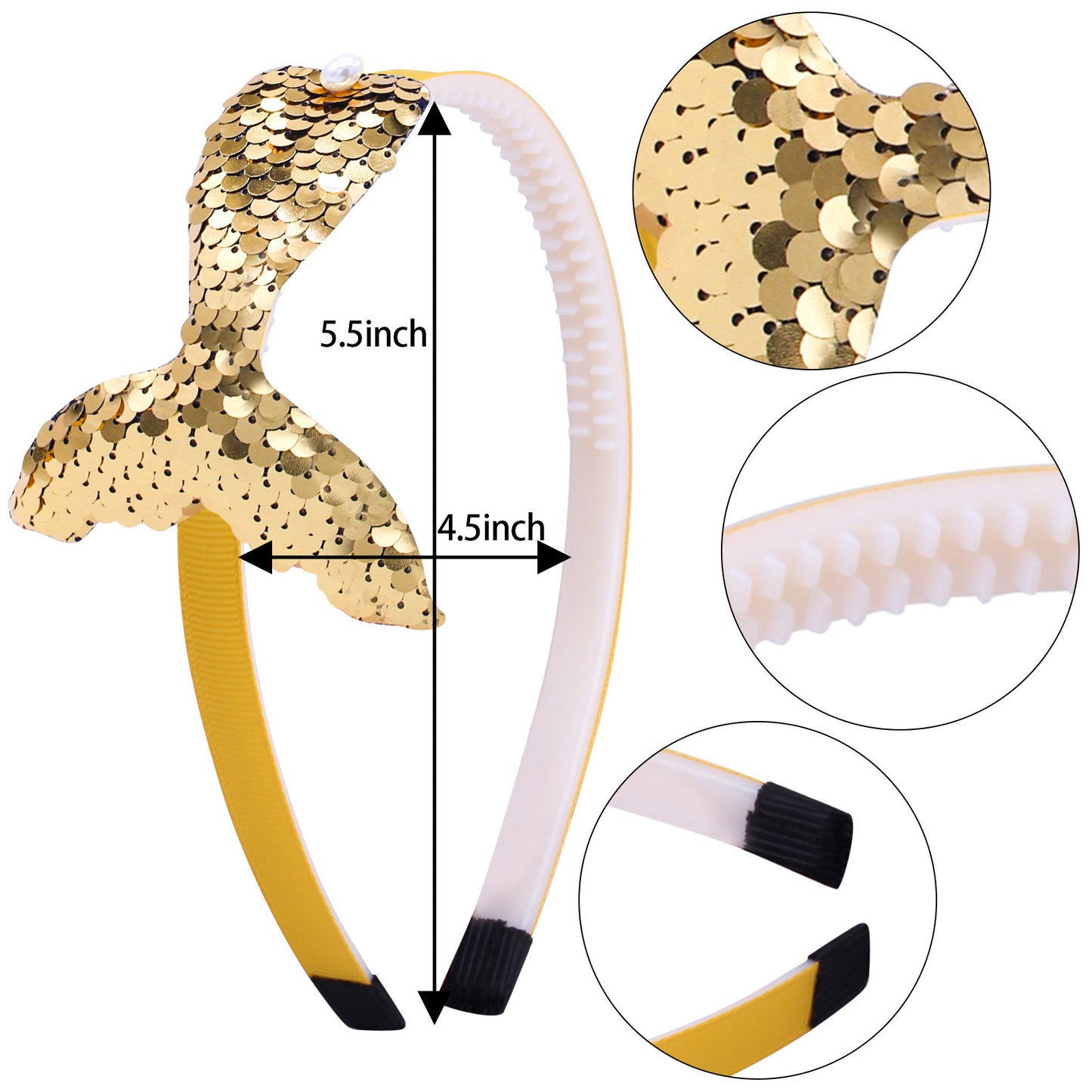Accesorios para el cabello con lentejuelas, cola de sirena, escamas de pescado, diadema de perlas, horquilla Manual antideslizante